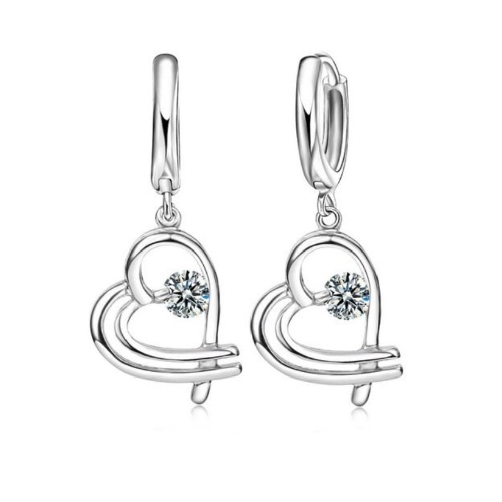 ❤️ Cute Heart 925 Sterling Silver Bundle Necklace With Earrings Pendant - Picture 3 of 4